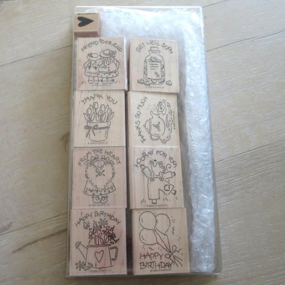 NEW Lot of 9 Rubber Stamp Vintage 1996 Stampin Up Wooden Stamps Craft Wood Notes - Picture 9 of 16